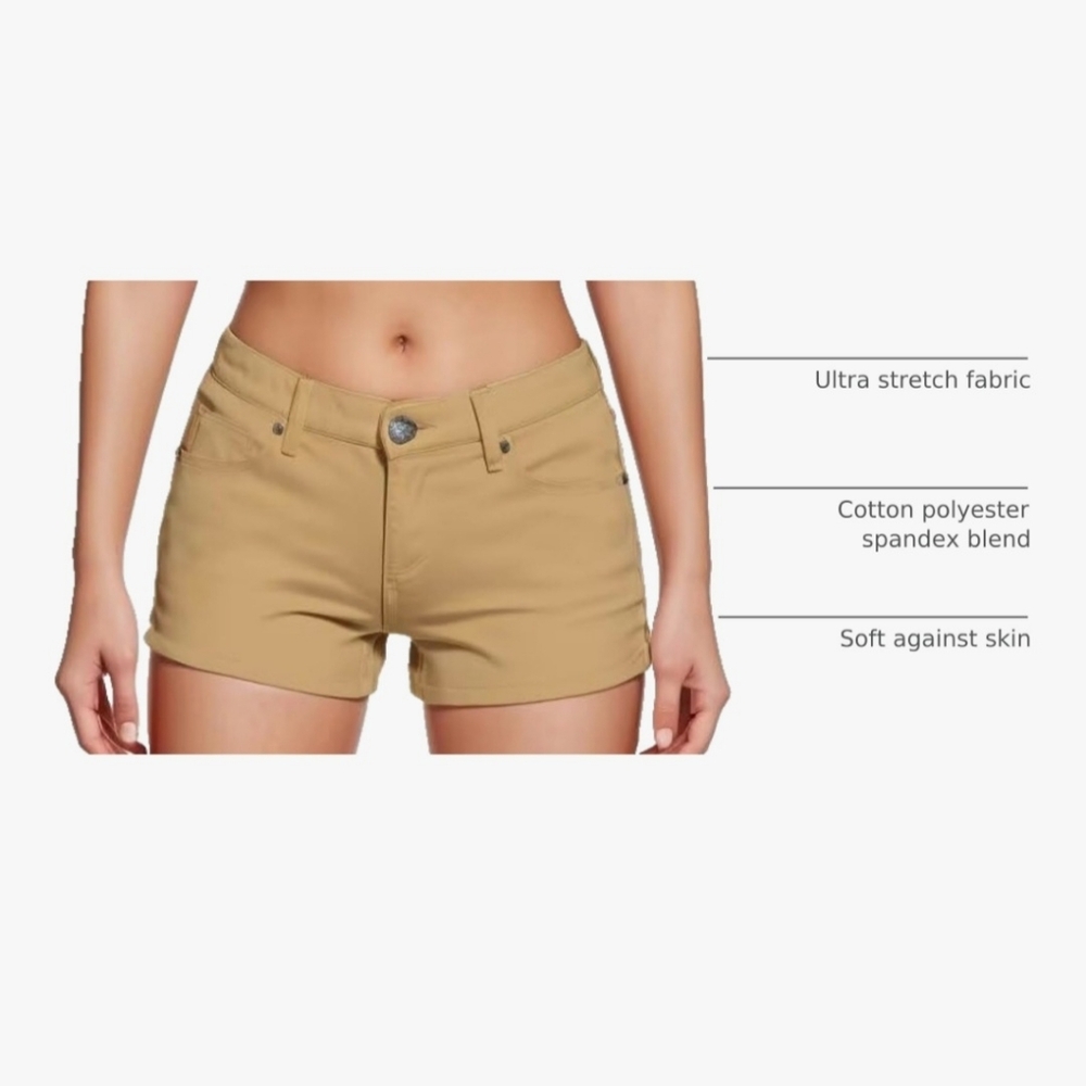 Hybrid & company Tan Stretch Shortie Shorts - Picture 3 of 5